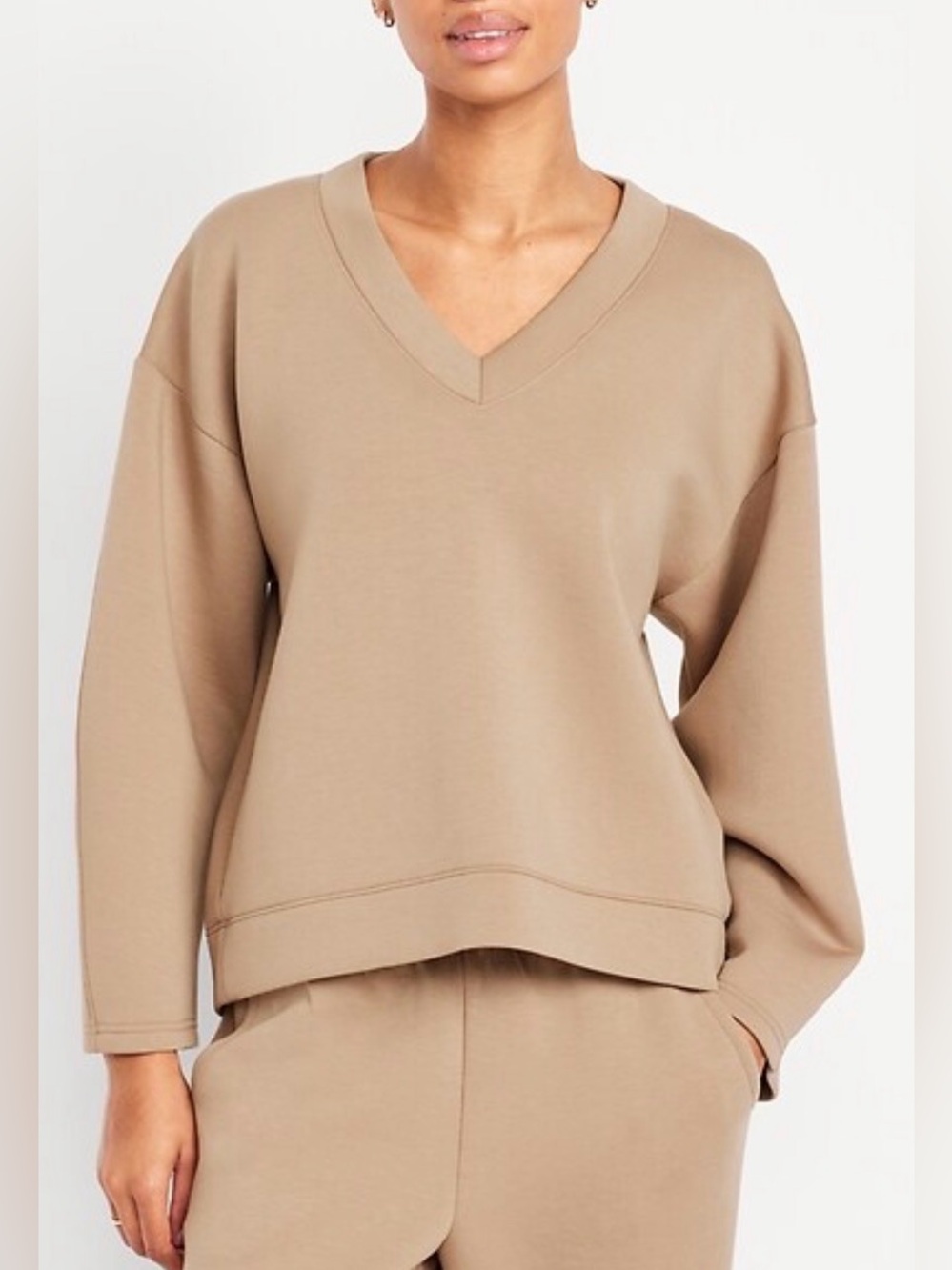 Old Navy Bounce Fleece V-Neck Cocoon Sweatshirt, Salt Marsh, sz M Tall